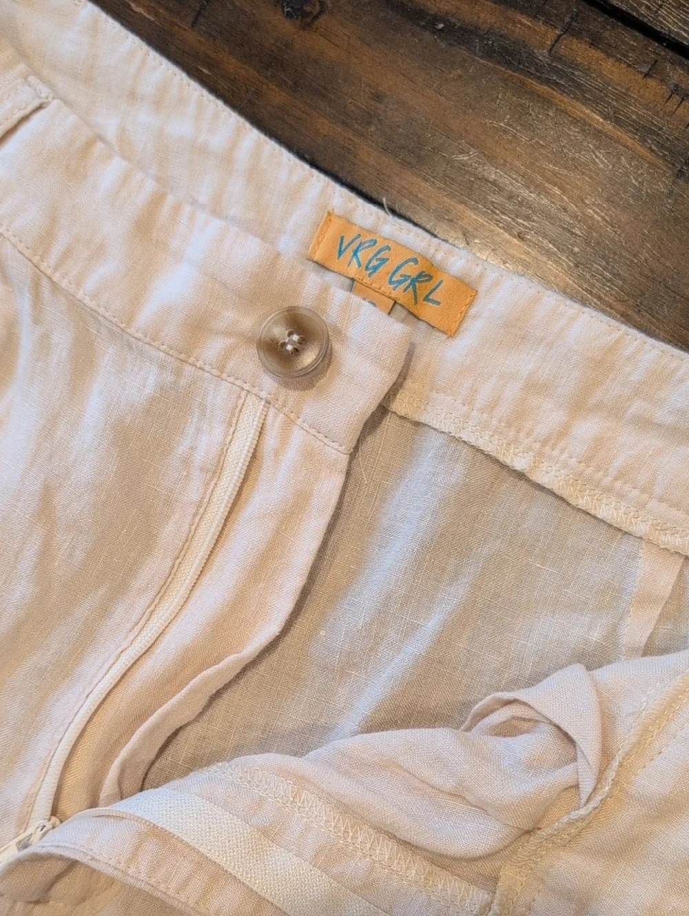 Vrg Grl Keeping Cool Linen Pleated Wide Leg Pants Au10 Us6
